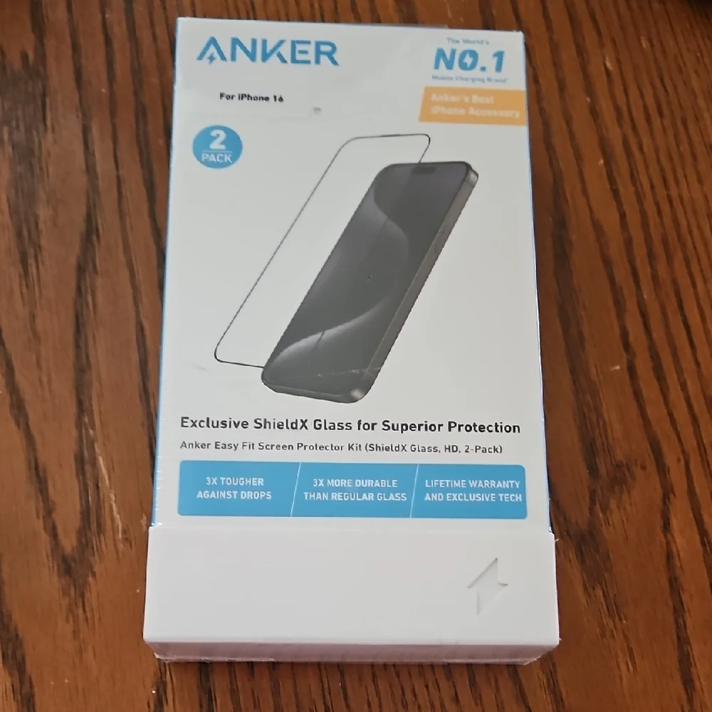 Anker ShieldX Glass Screen Protector for iPhone 16 - 2 Pack